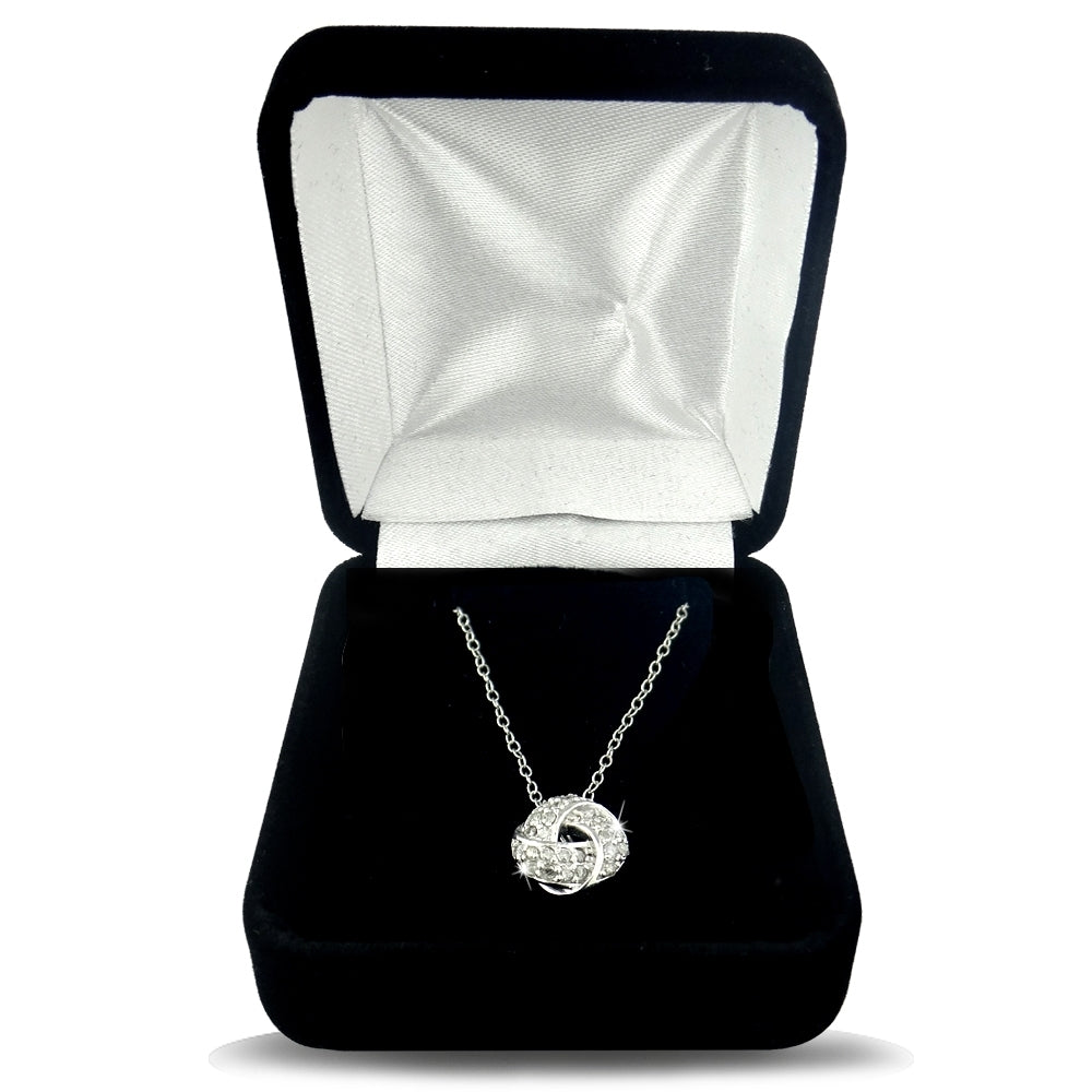 Sterling Silver 1/4 ct Diamond Love Knot Necklace, (H-I, I2)-3