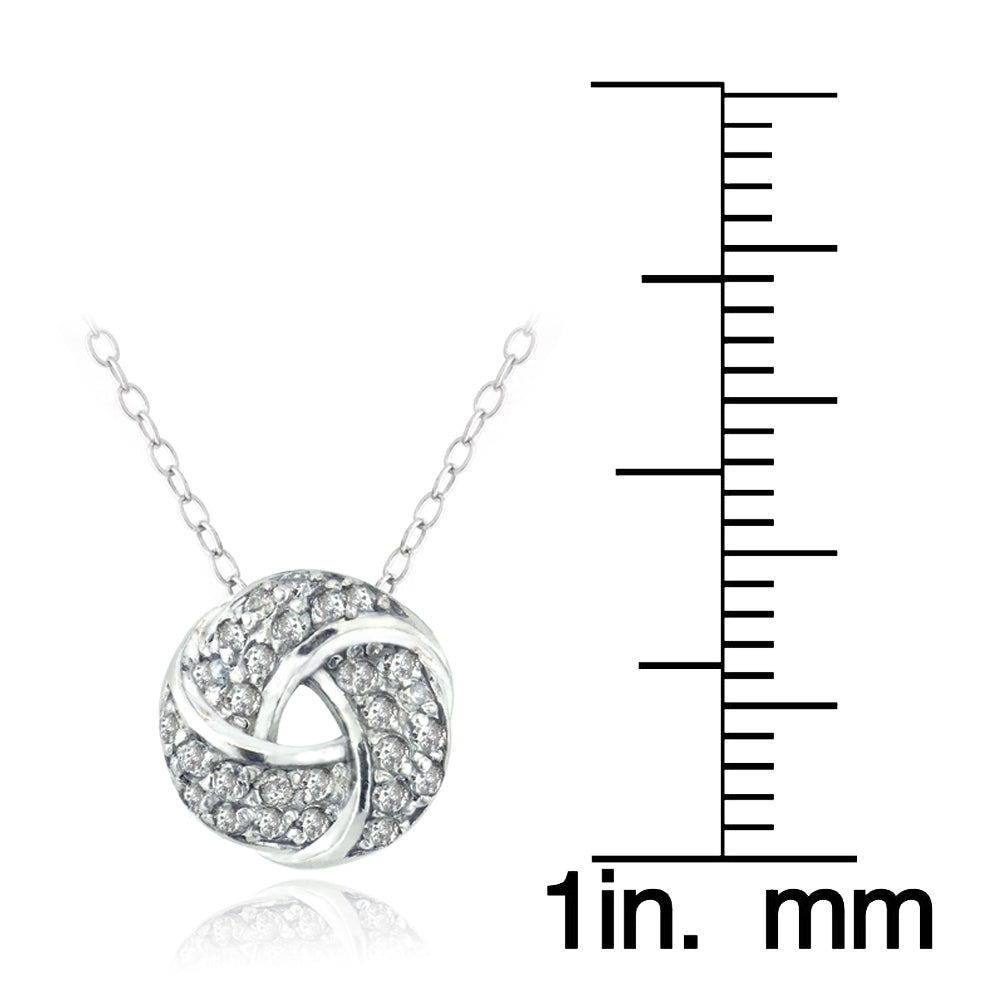 Sterling Silver 1/4 ct Diamond Love Knot Necklace, (H-I, I2)-4