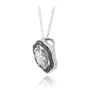 Sterling Silver 1/4ct Black Diamond Pave Flower Necklace