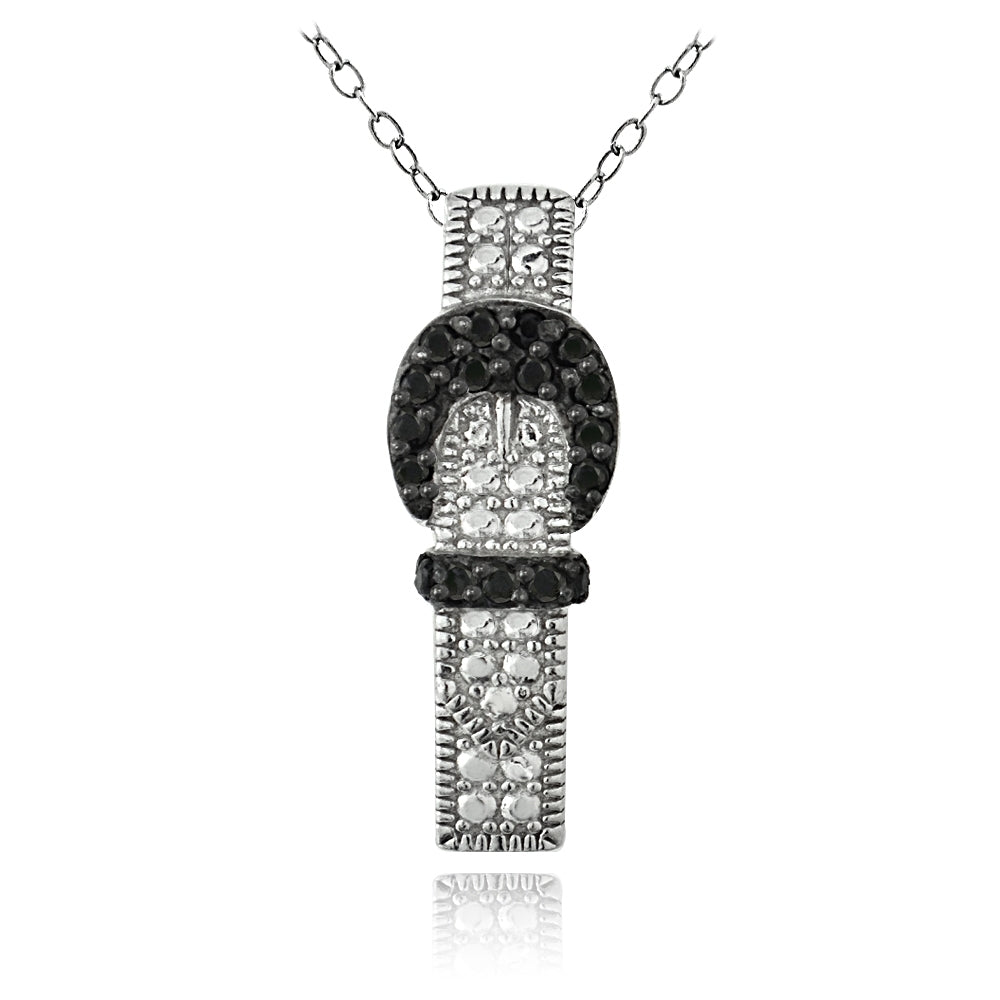 Sterling Silver Black Spinel Buckle Necklace