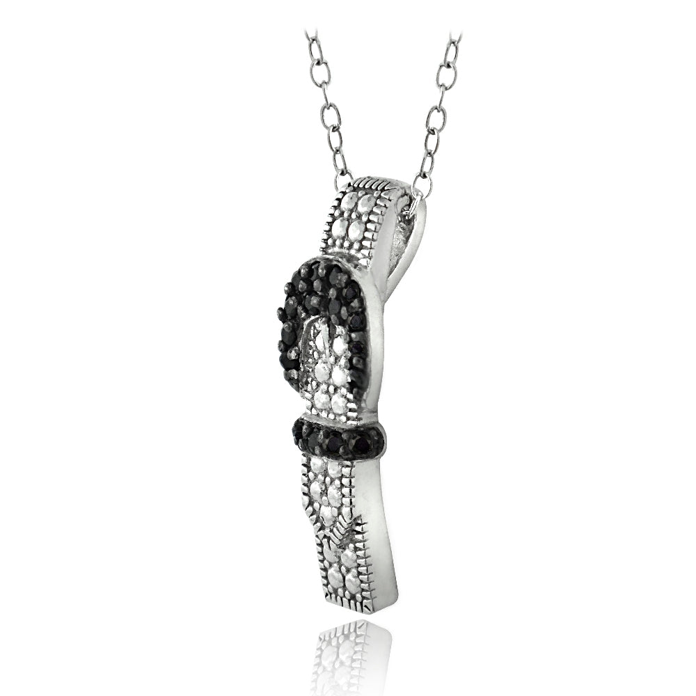 Sterling Silver Black Spinel Buckle Necklace-2