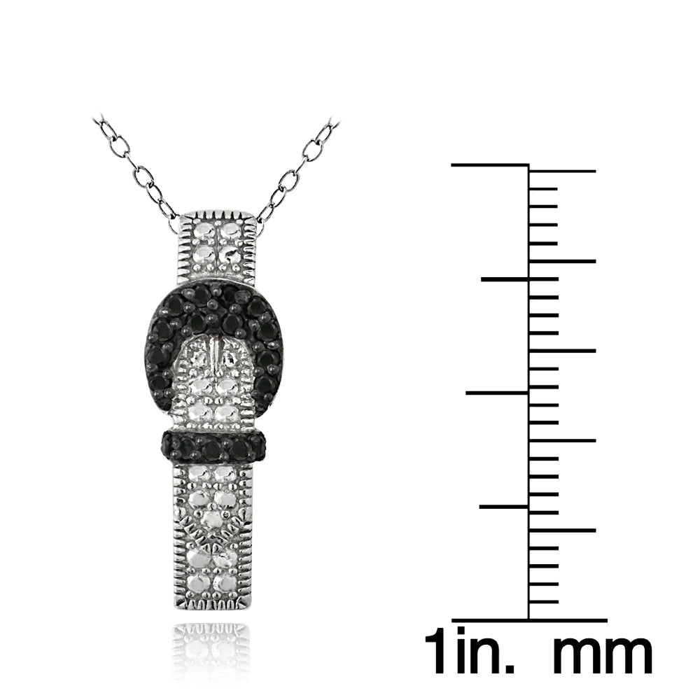 Sterling Silver Black Spinel Buckle Necklace-3