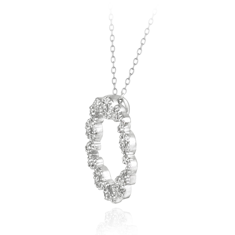 Sterling Silver CZ MOM Eternity Necklace-2