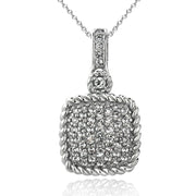 Sterling Silver 1.5ct White Topaz Square Rope Pendant Necklace