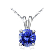 Platinum Plated Sterling Silver 100 Facets Blue Violet Cubic Zirconia Necklace (1cttw)