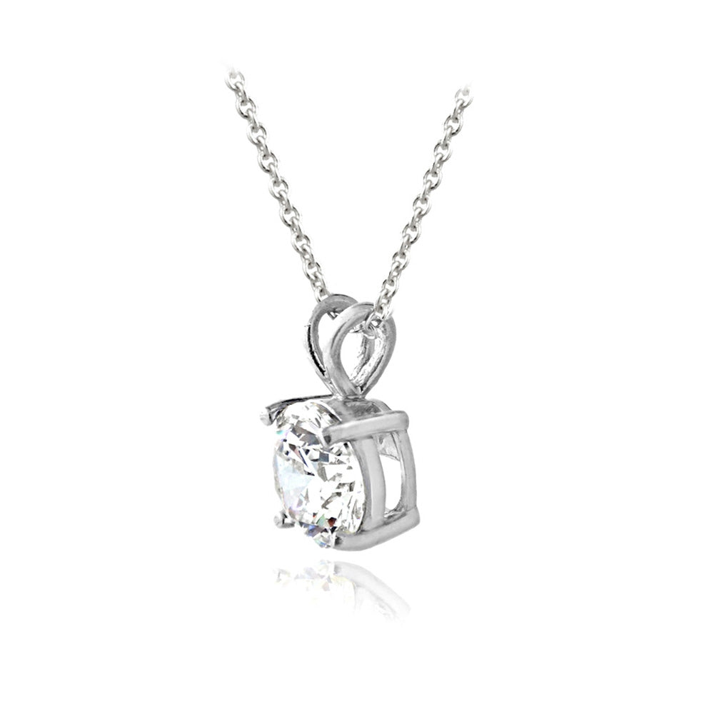 Platinum Plated Sterling Silver 100 Facets Cubic Zirconia Necklace (1cttw)-3