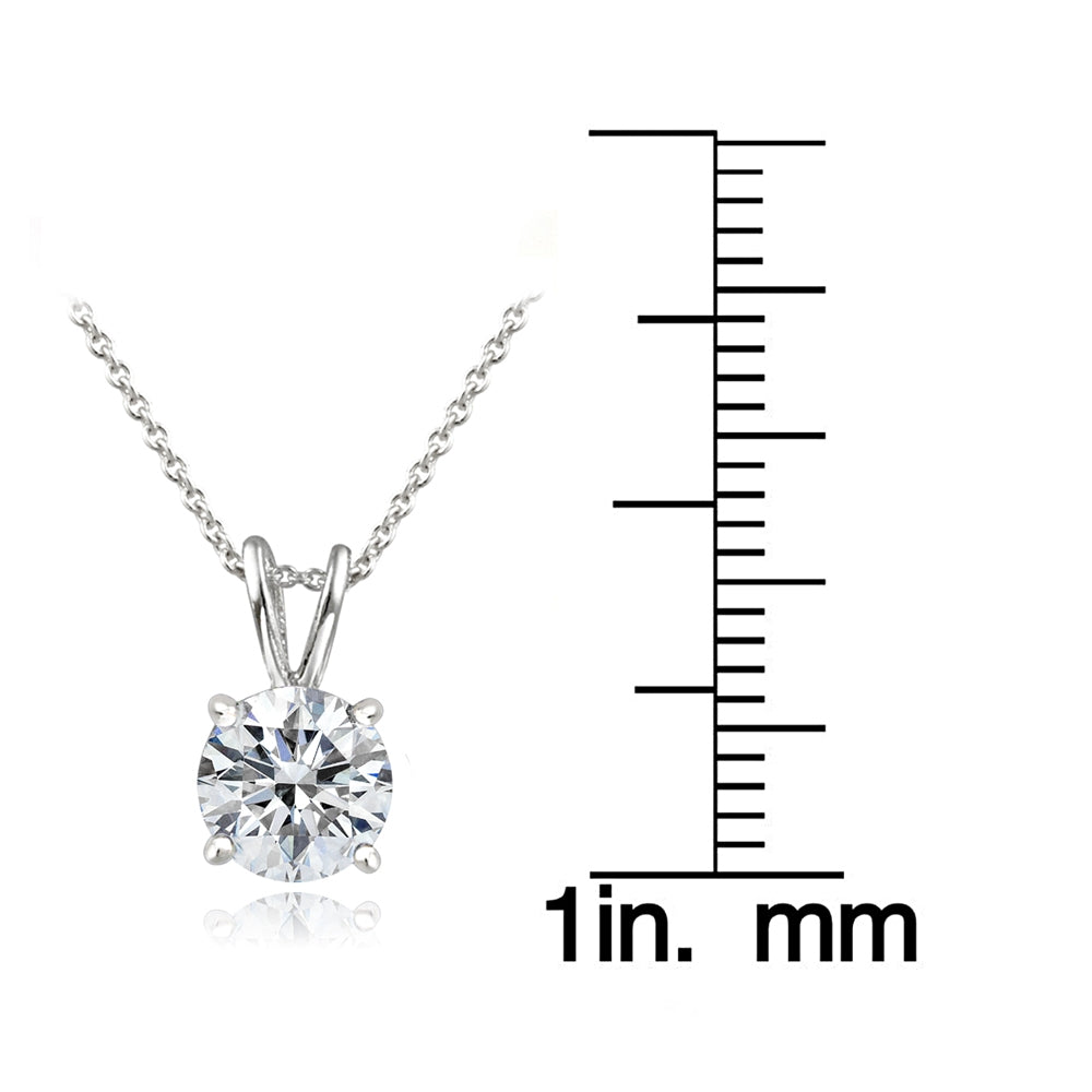 Platinum Plated Sterling Silver 100 Facets Cubic Zirconia Necklace (1cttw)-4