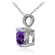 Platinum Plated Sterling Silver 100 Facets Purple Cubic Zirconia Necklace (2cttw)
