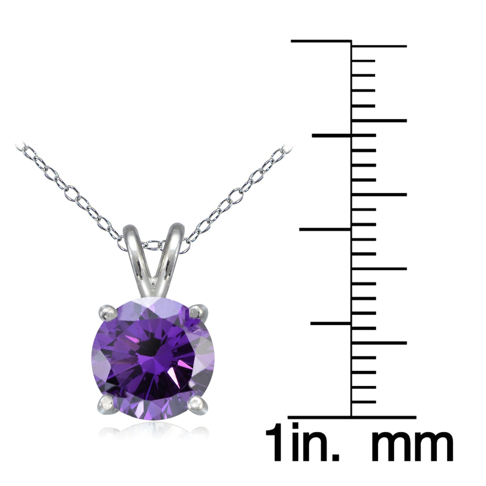 Platinum Plated Sterling Silver 100 Facets Purple Cubic Zirconia Necklace (2cttw)-3