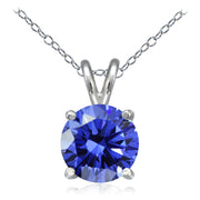 Platinum Plated Sterling Silver 100 Facets Blue Violet Cubic Zirconia Necklace (2cttw)