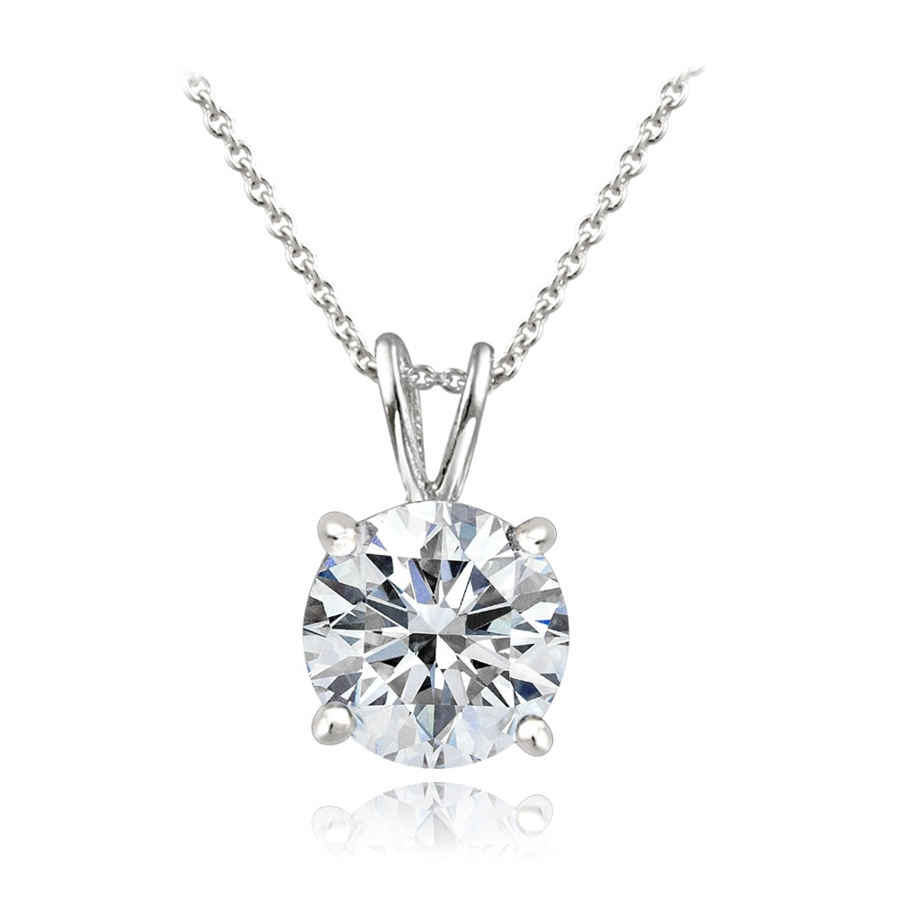Platinum Plated Sterling Silver 100 Facets Cubic Zirconia Necklace (2cttw)-2