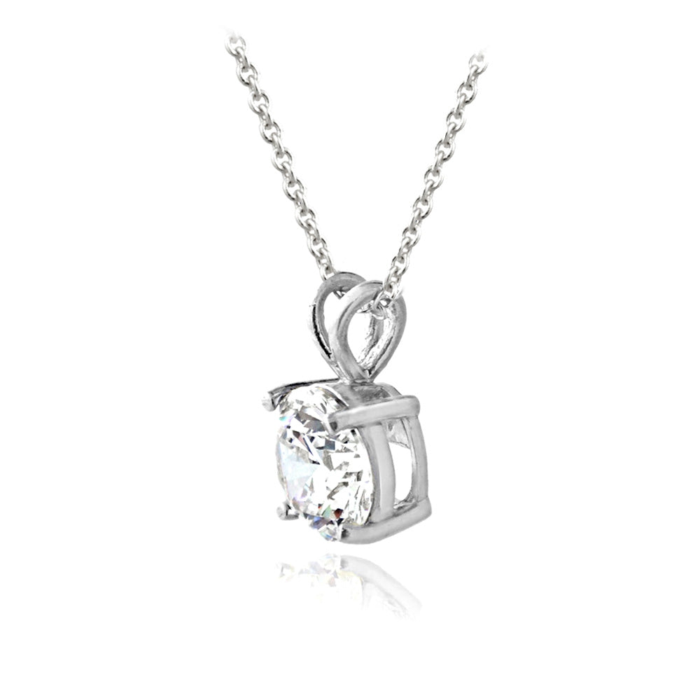 Platinum Plated Sterling Silver 100 Facets Cubic Zirconia Necklace (2cttw)-3