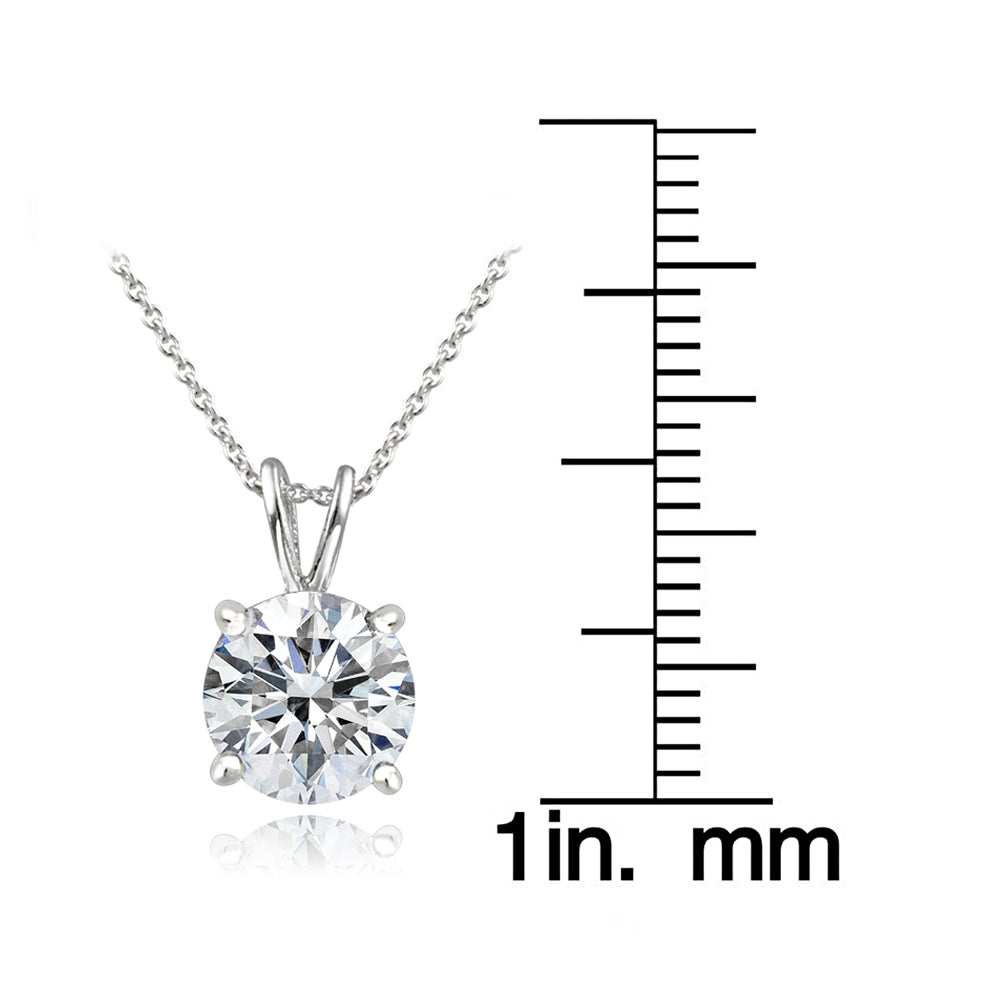 Platinum Plated Sterling Silver 100 Facets Cubic Zirconia Necklace (2cttw)-4