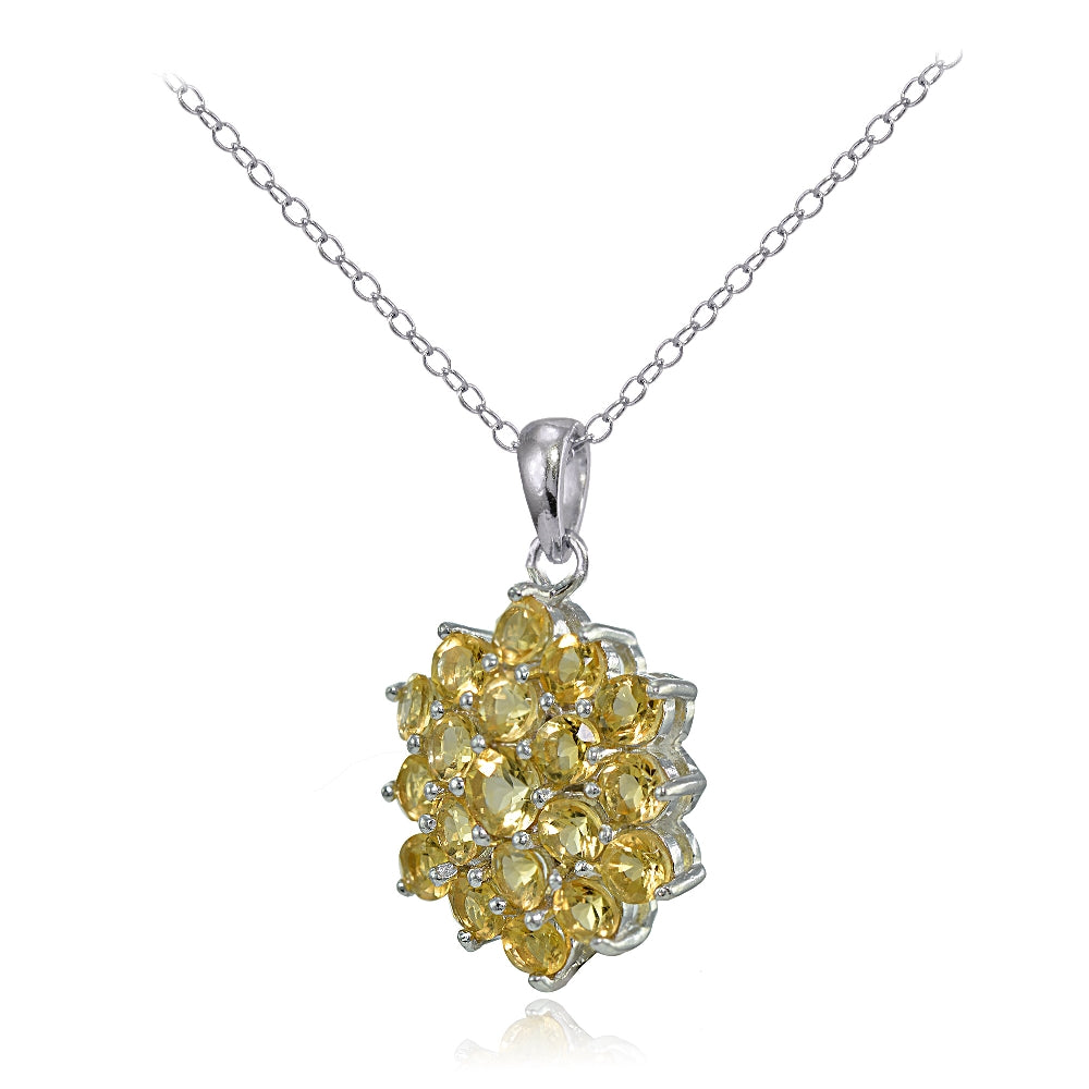 Sterling Silver Citrine Flower Necklace-2