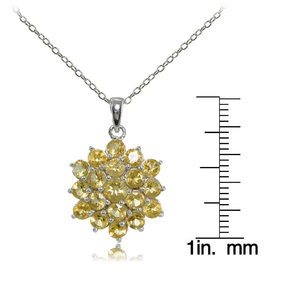 Sterling Silver Citrine Flower Necklace-3