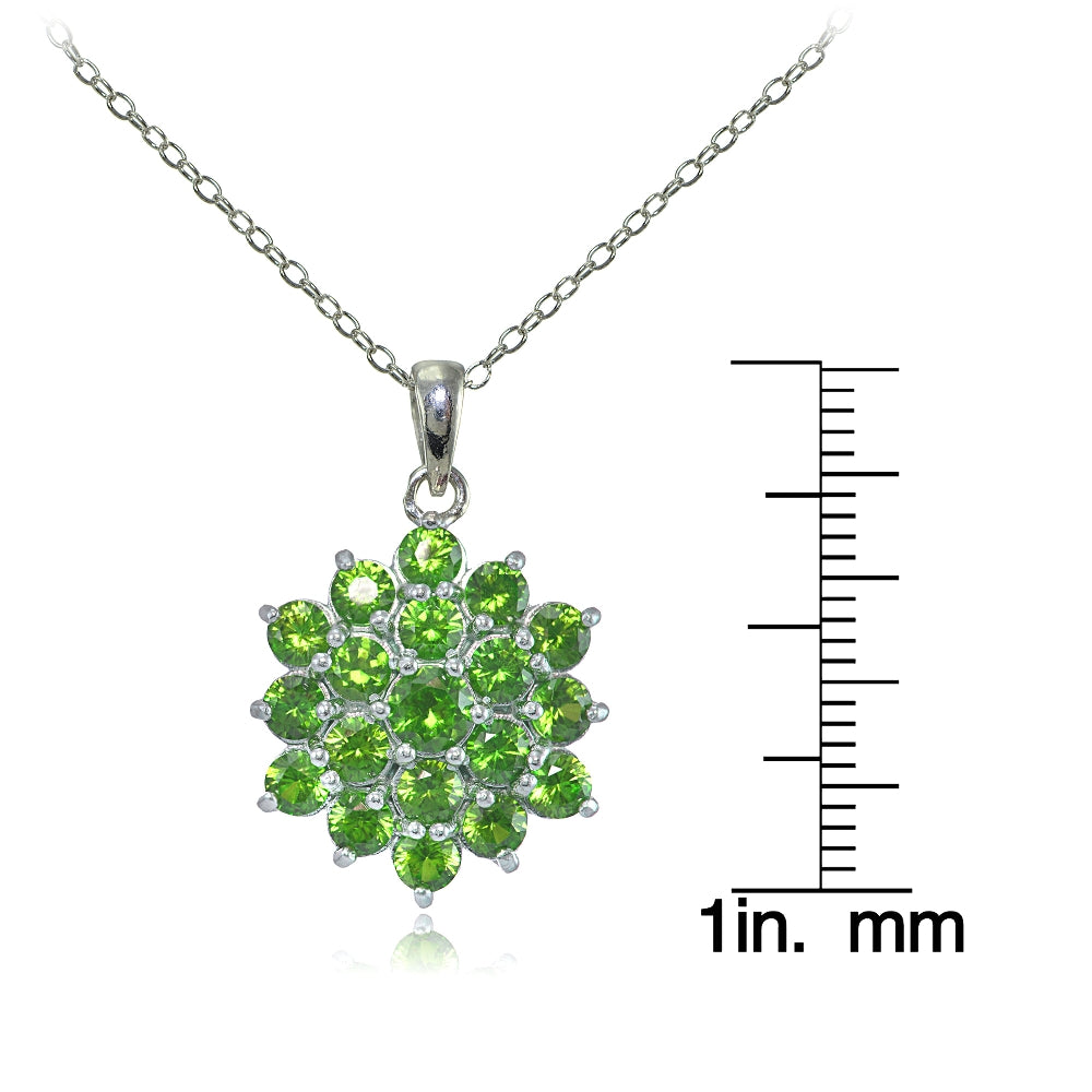 Sterling Silver Peridot Flower Necklace-3