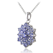 Sterling Silver Tanzanite Flower Necklace