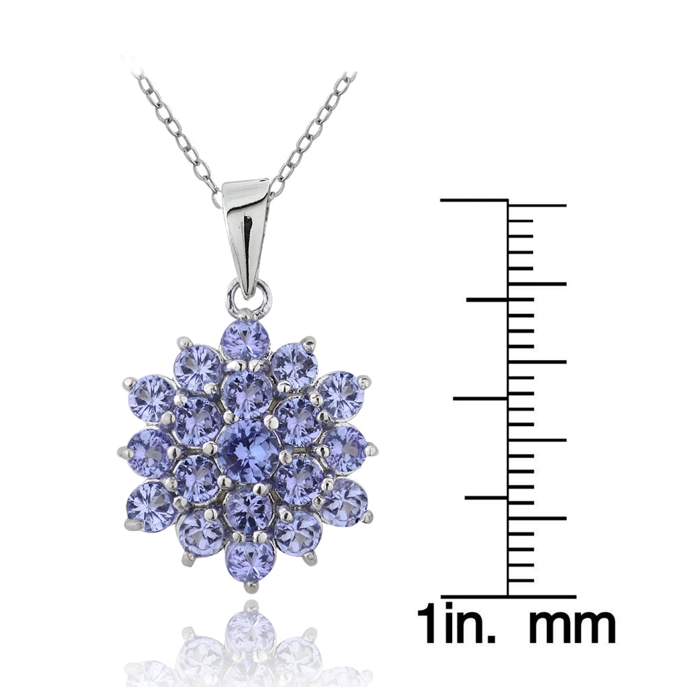 Sterling Silver Tanzanite Flower Necklace-3