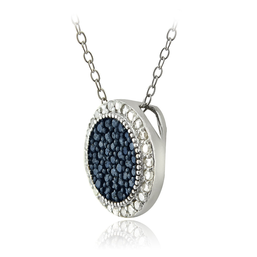 Sterling Silver 1/2ct Blue & White Diamond Circle Necklace-2