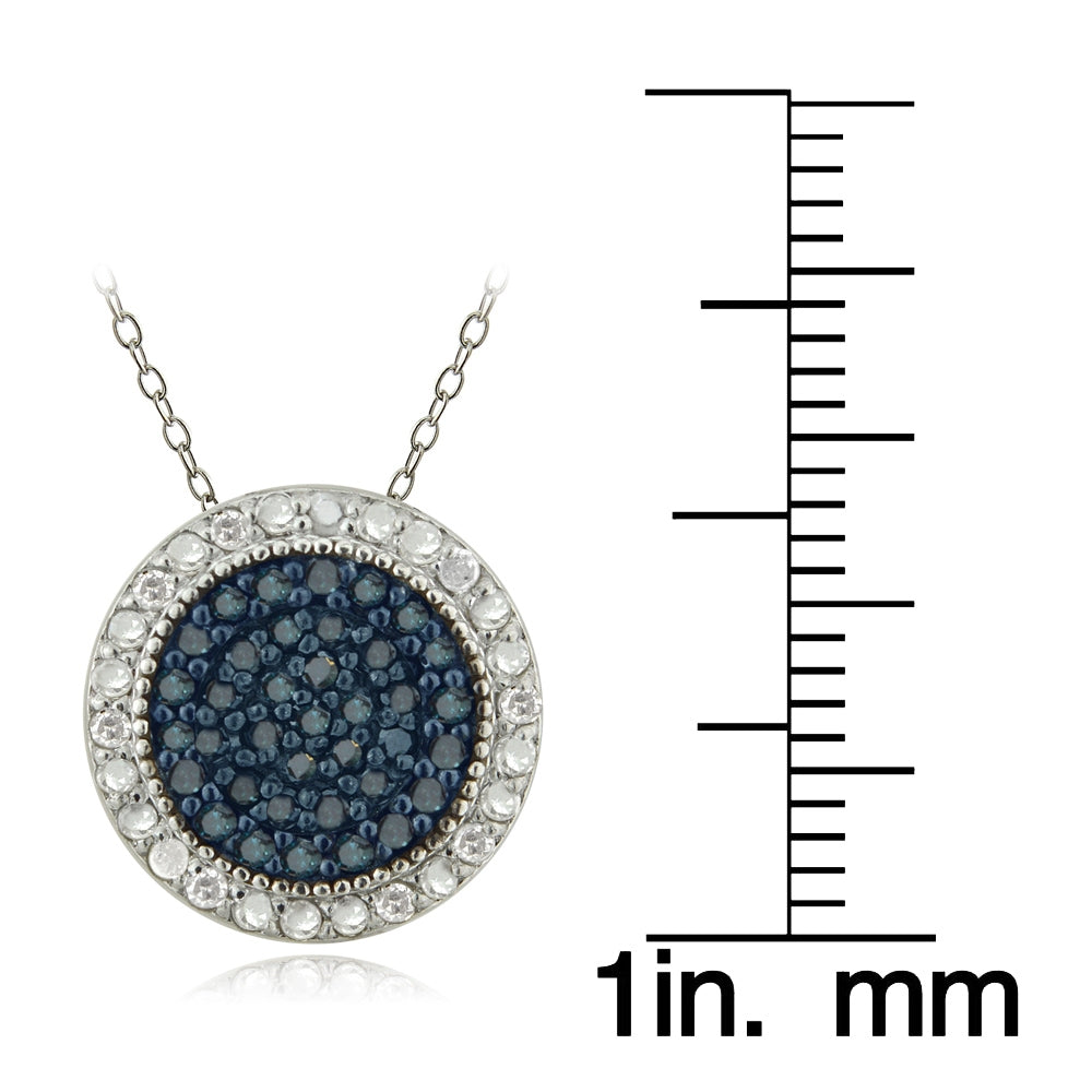 Sterling Silver 1/2ct Blue & White Diamond Circle Necklace-3