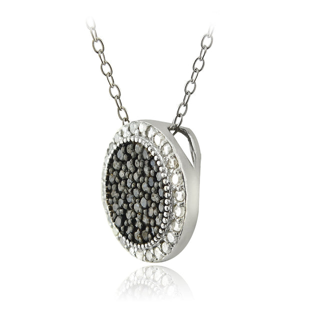 Sterling Silver 1/2ct Black & White Diamond Circle Necklace