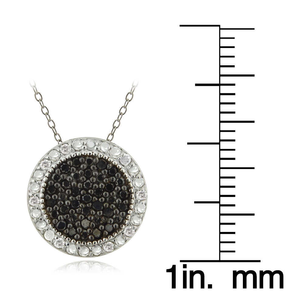 Sterling Silver 1/2ct Black & White Diamond Circle Necklace-3