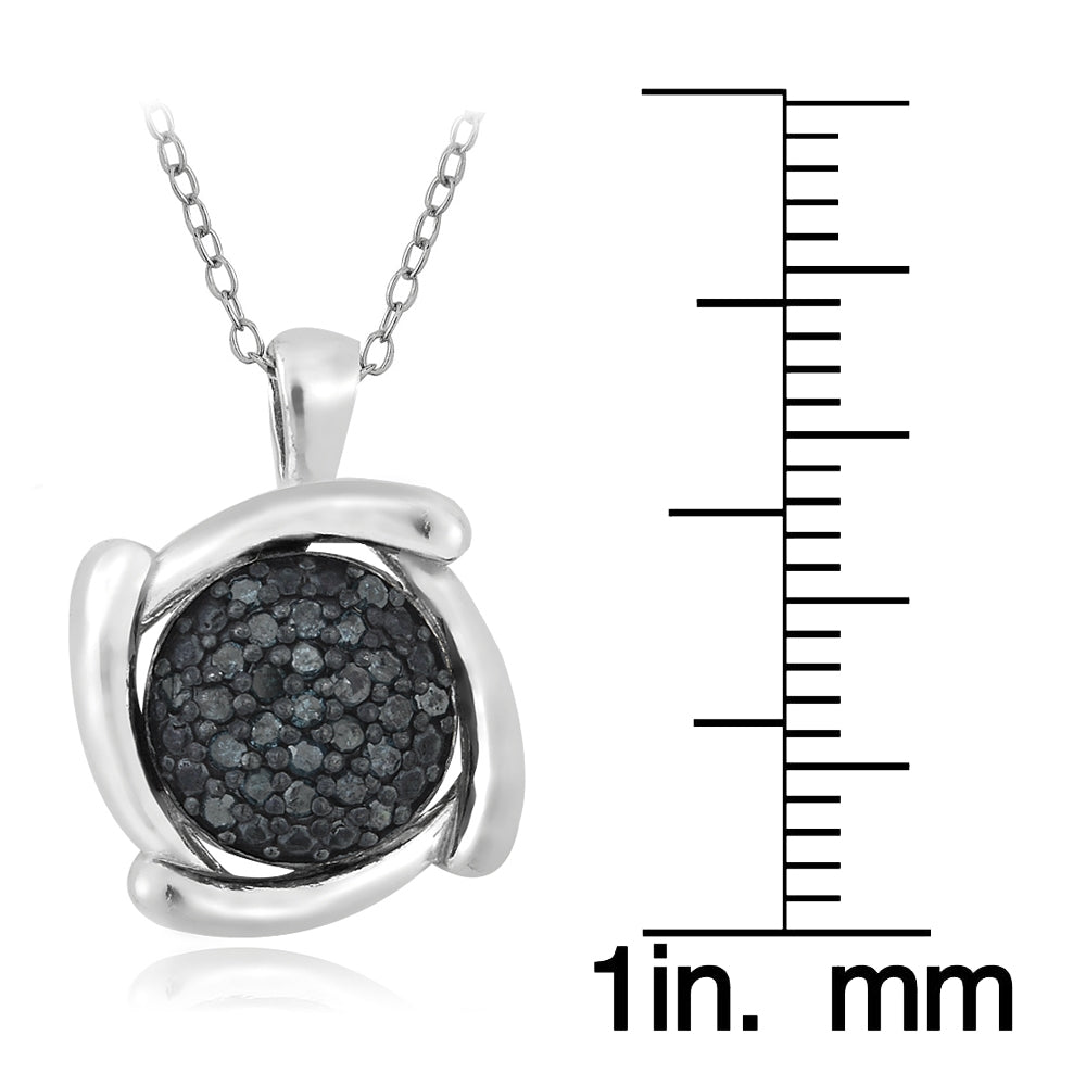 Sterling Silver 1/4ct Black Diamond Round Swirl Necklace-3
