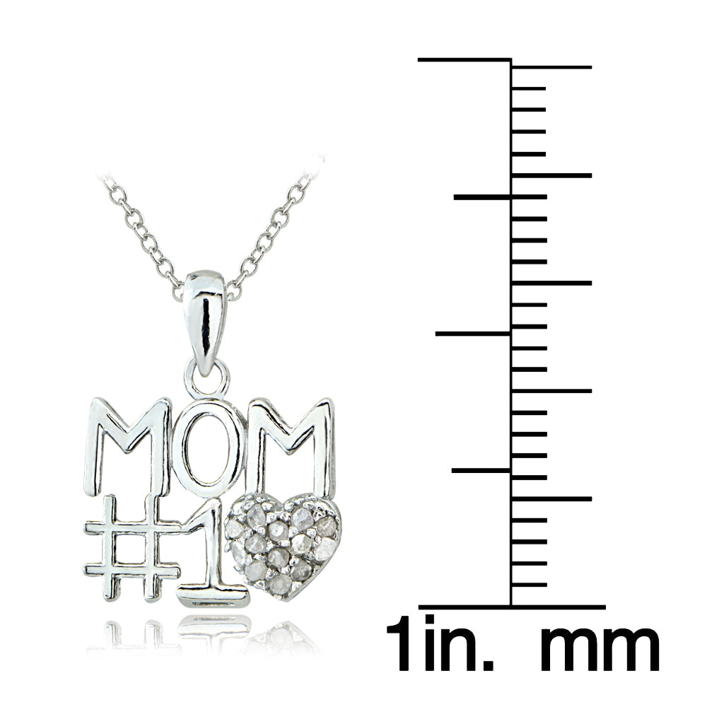 Sterling Silver 1/8 ct Diamond #1 MOM Necklace-3