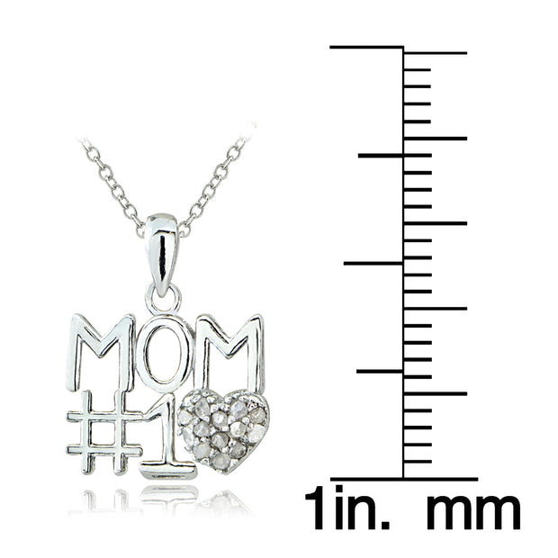 Sterling Silver 1/8 ct Diamond #1 MOM Necklace