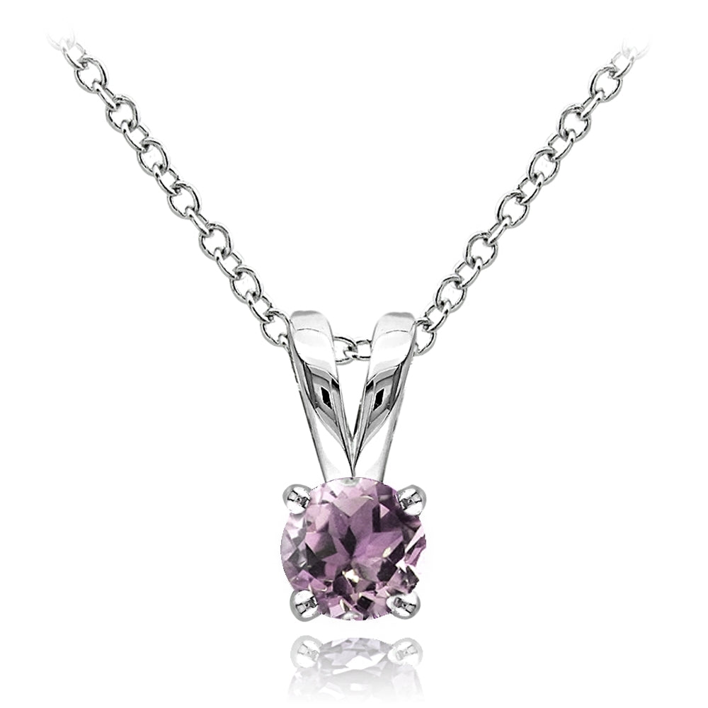 Sterling Silver Created Alexandrite 5mm Round Solitaire Necklace