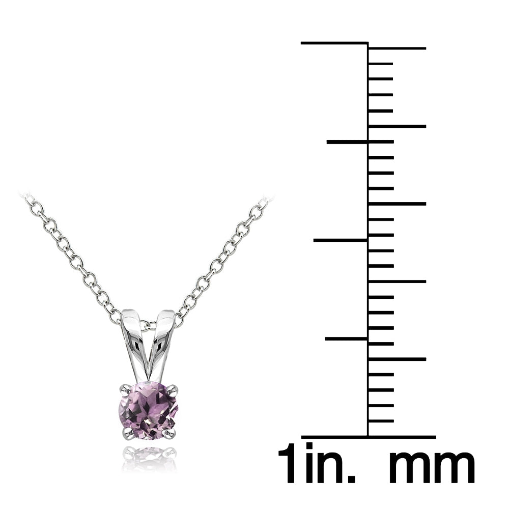Sterling Silver Created Alexandrite 5mm Round Solitaire Necklace-3