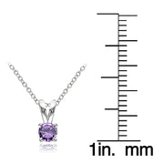 Sterling Silver Amethyst 5mm Round Solitaire Necklace