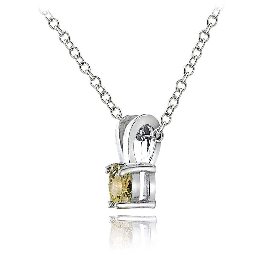 Sterling Silver Citrine 5mm Round Solitaire Necklace-2