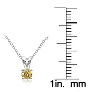 Sterling Silver Citrine 5mm Round Solitaire Necklace