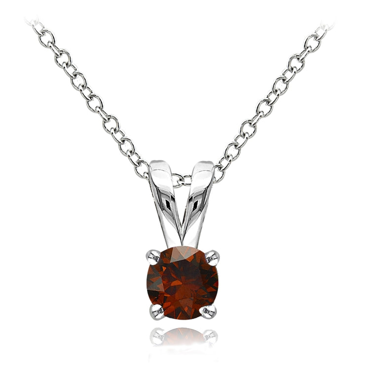 Sterling Silver Garnet 5mm Round Solitaire Necklace