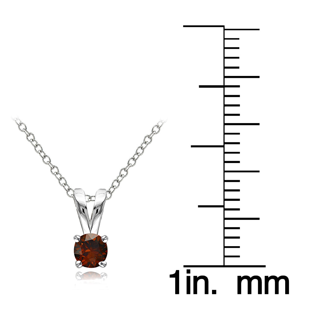 Sterling Silver Garnet 5mm Round Solitaire Necklace-3