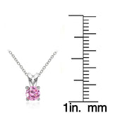 Sterling Silver 1/2ct Light Pink Cubic Zirconia 5mm Round Solitaire Necklace