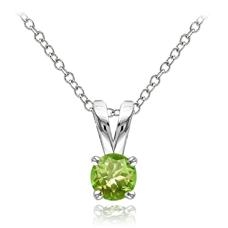 Sterling Silver Peridot 5mm Round Solitaire Necklace