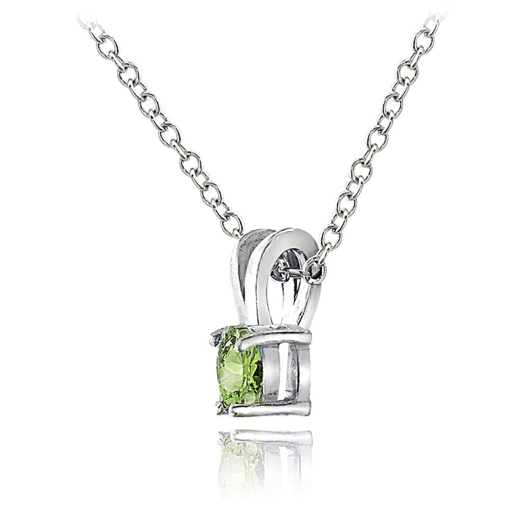 Sterling Silver Peridot 5mm Round Solitaire Necklace