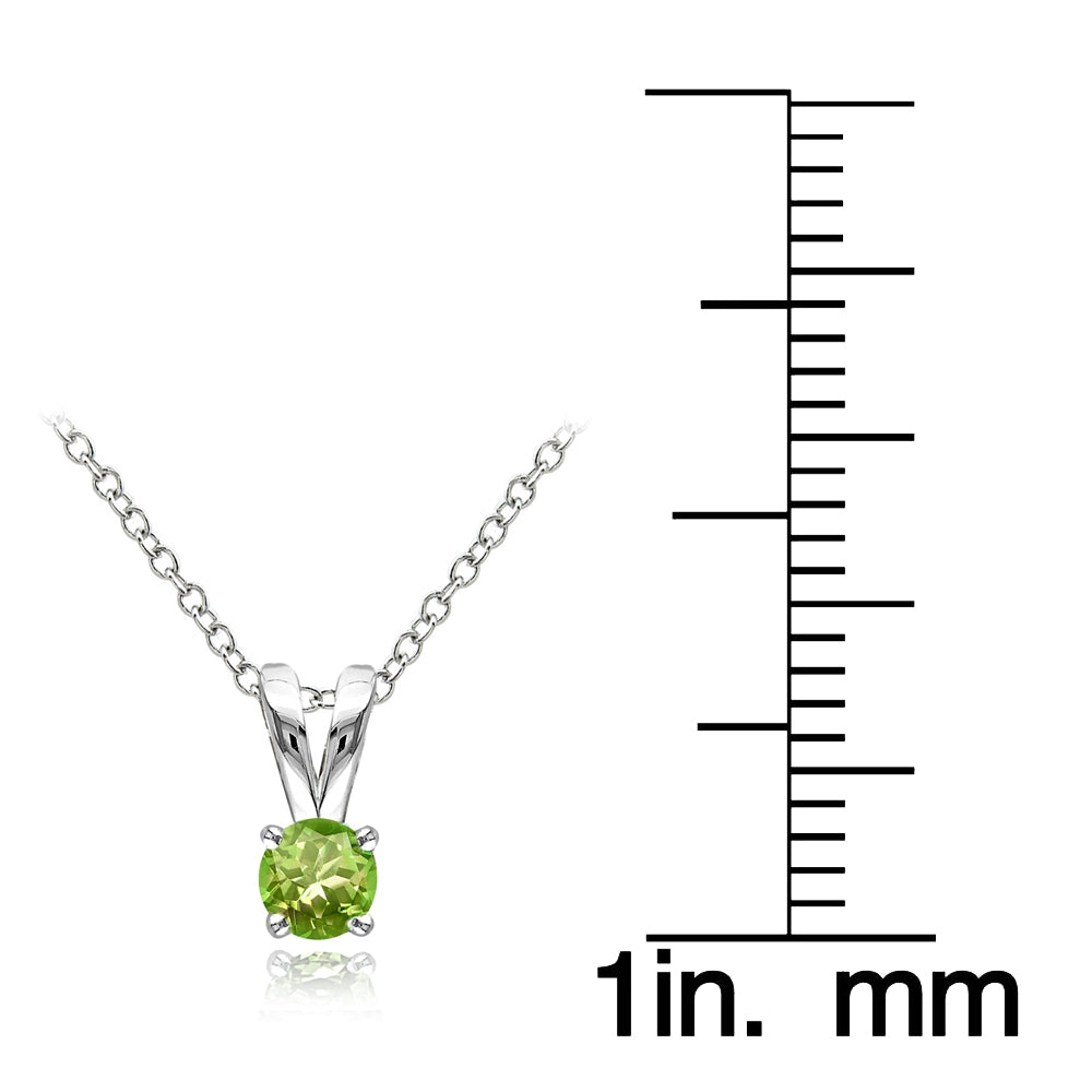 Sterling Silver Peridot 5mm Round Solitaire Necklace-3