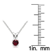 Sterling Silver Created Ruby 5mm Round Solitaire Necklace
