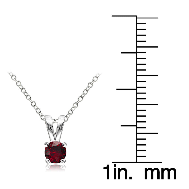 Sterling Silver Created Ruby 5mm Round Solitaire Necklace