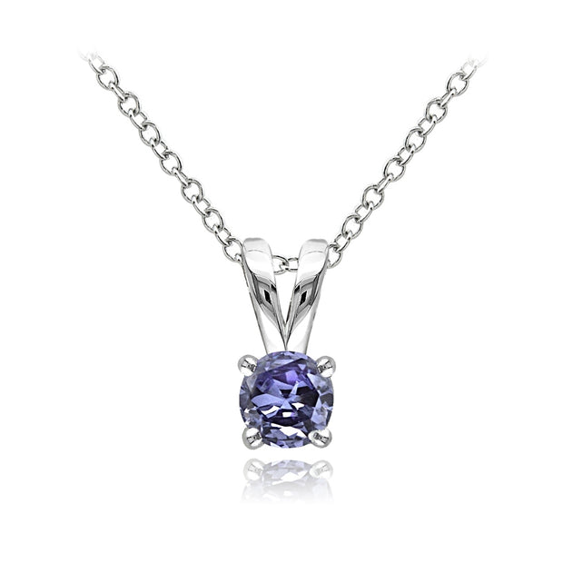 Sterling Silver 1/2 ct Tanzanite Round Solitaire Necklace