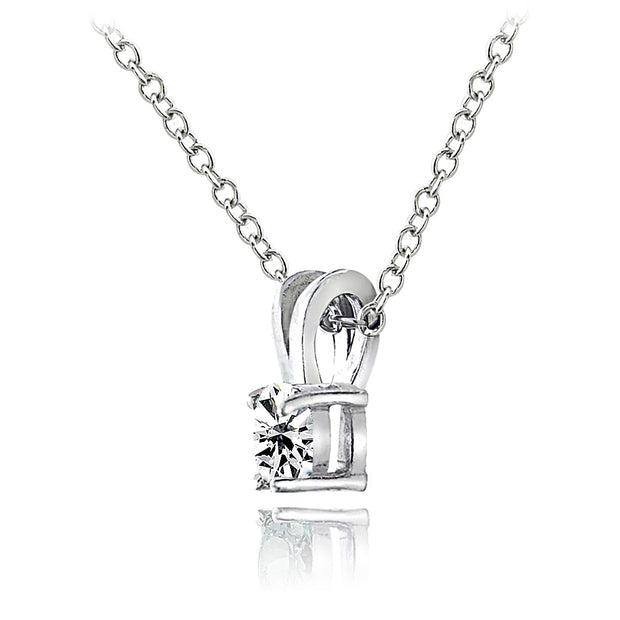 Sterling Silver Cubic Zirconia 5mm Round Solitaire Necklace