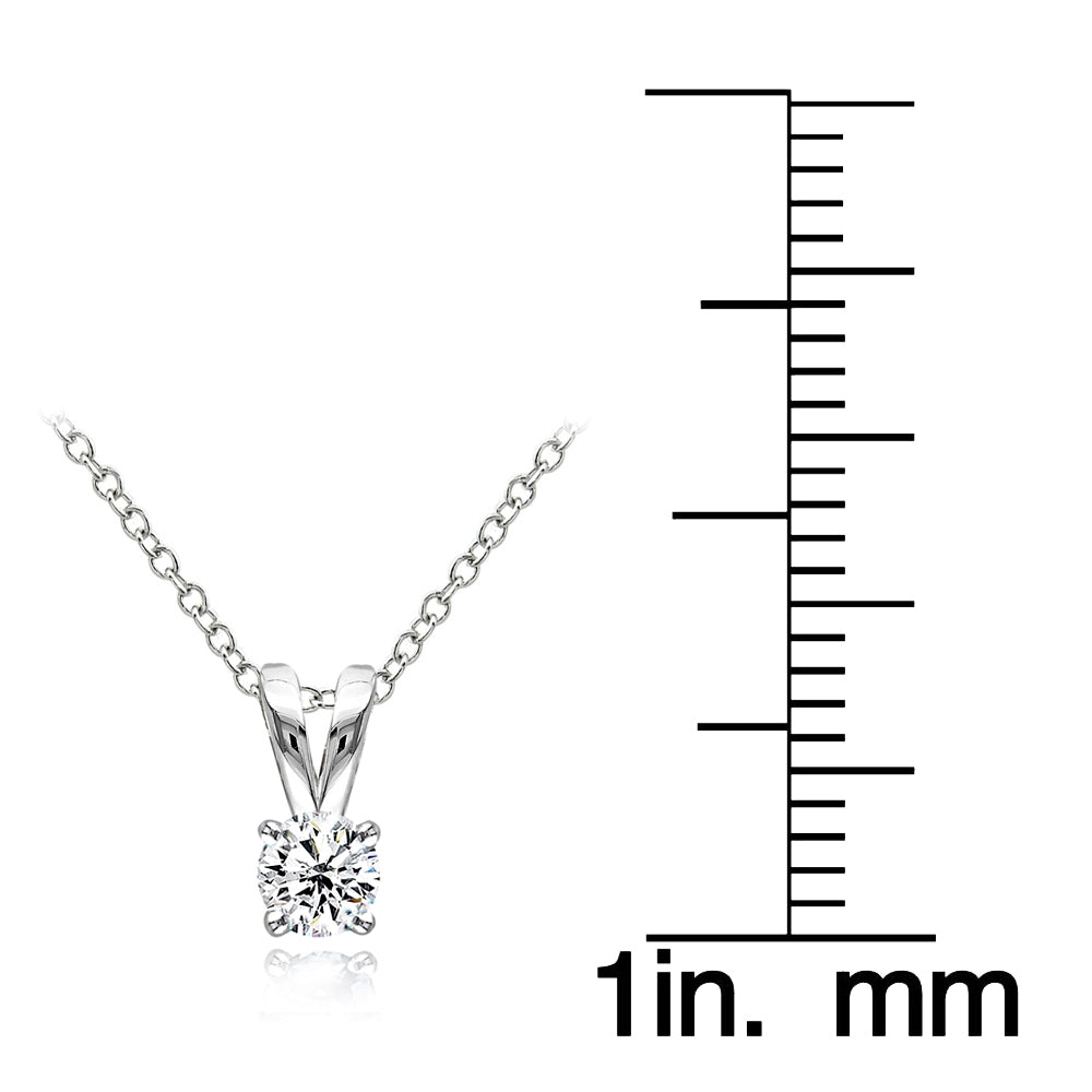 Sterling Silver Cubic Zirconia 5mm Round Solitaire Necklace-3