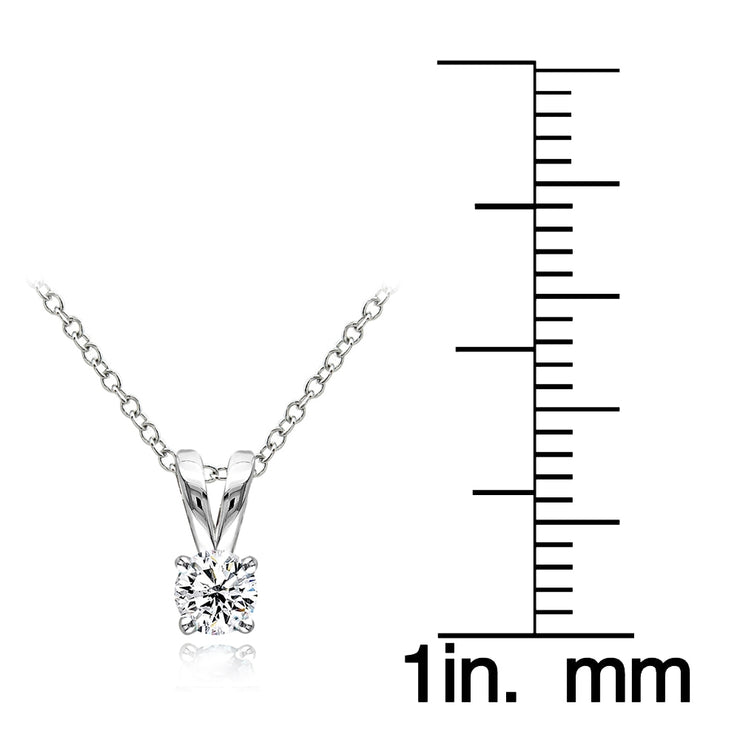 Sterling Silver Cubic Zirconia 5mm Round Solitaire Necklace