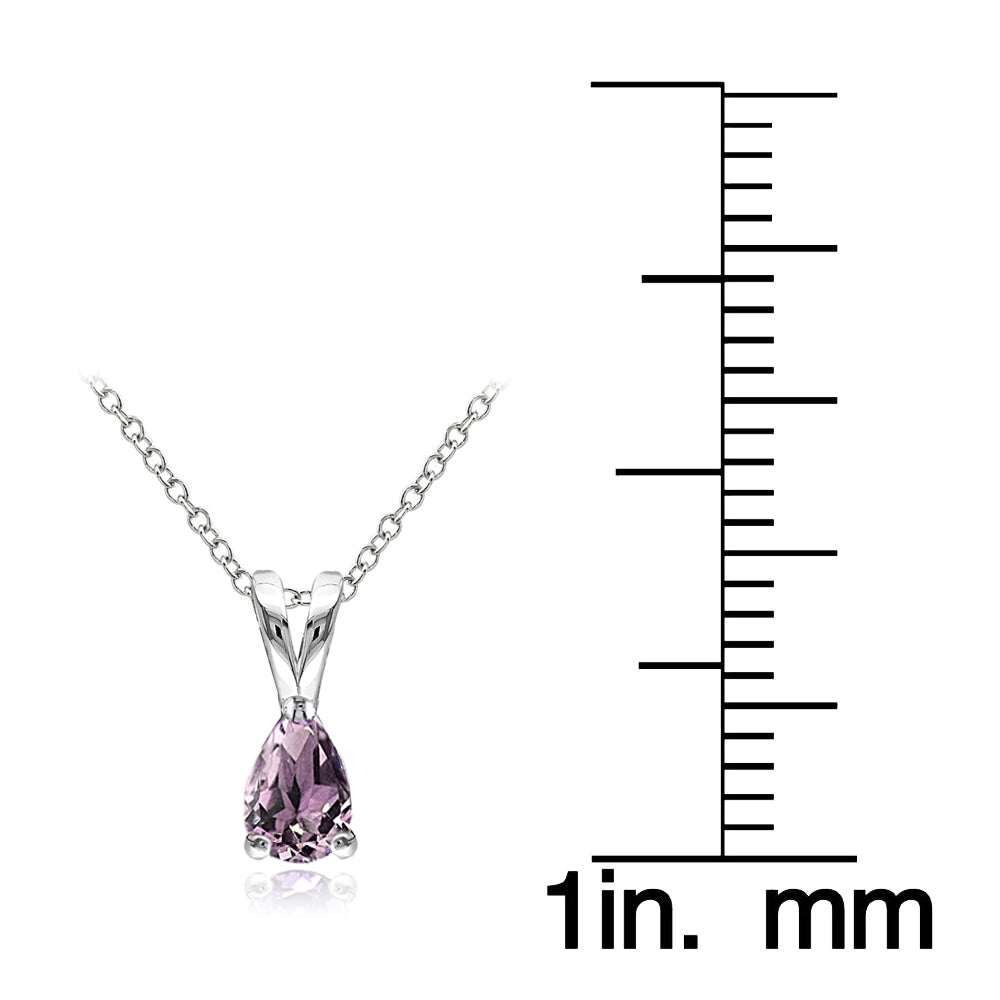 Sterling Silver Created Alexandrite 6x4mm Teardrop Solitaire Necklace-3