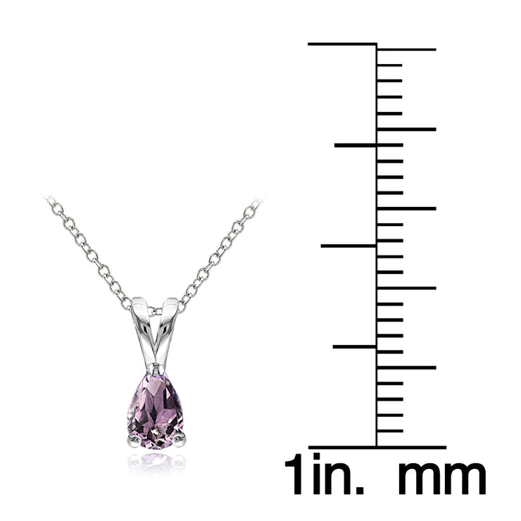 Sterling Silver Created Alexandrite 6x4mm Teardrop Solitaire Necklace