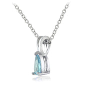 Sterling Silver Blue Topaz 6x4mm Teardrop Solitaire Necklace
