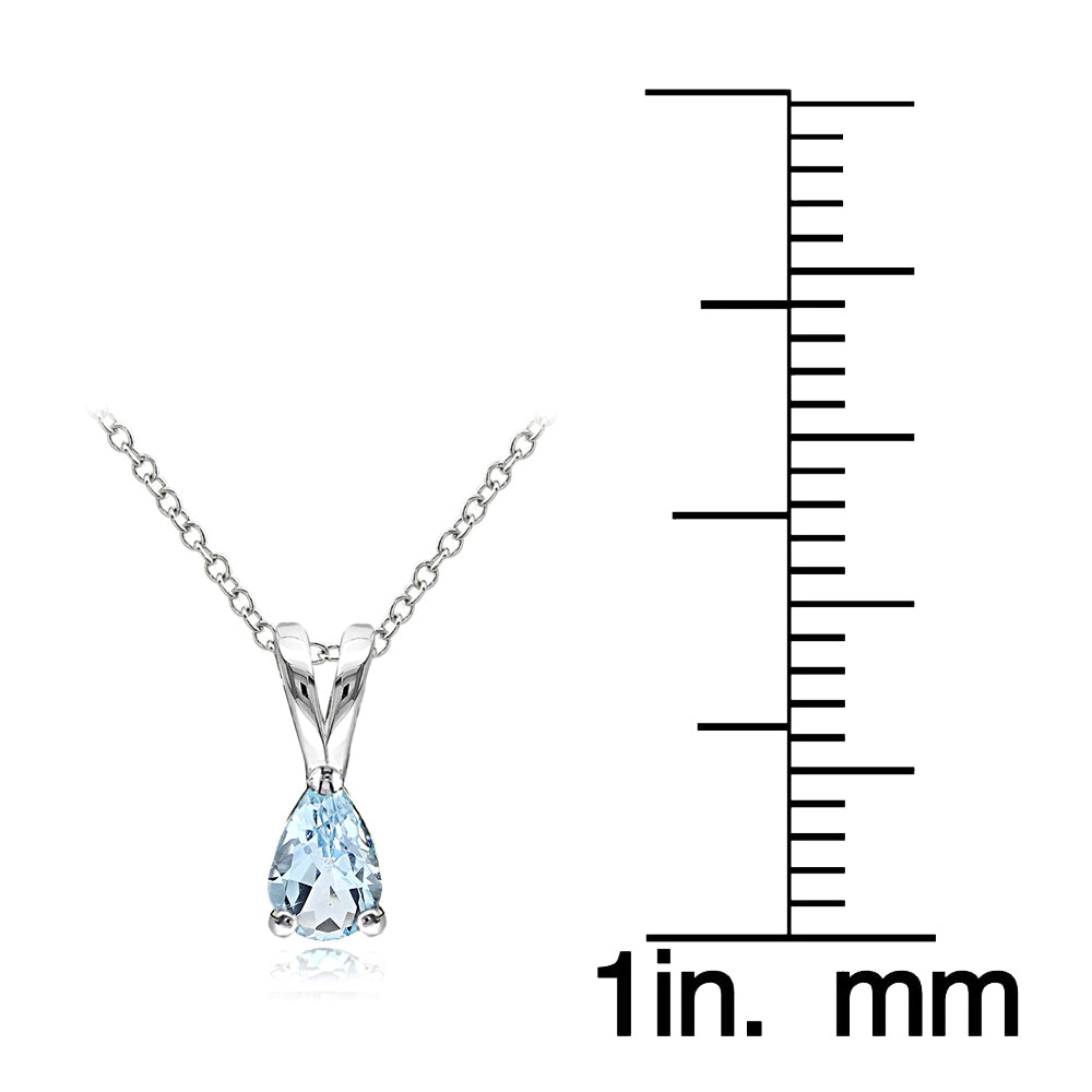 Sterling Silver Blue Topaz 6x4mm Teardrop Solitaire Necklace-3